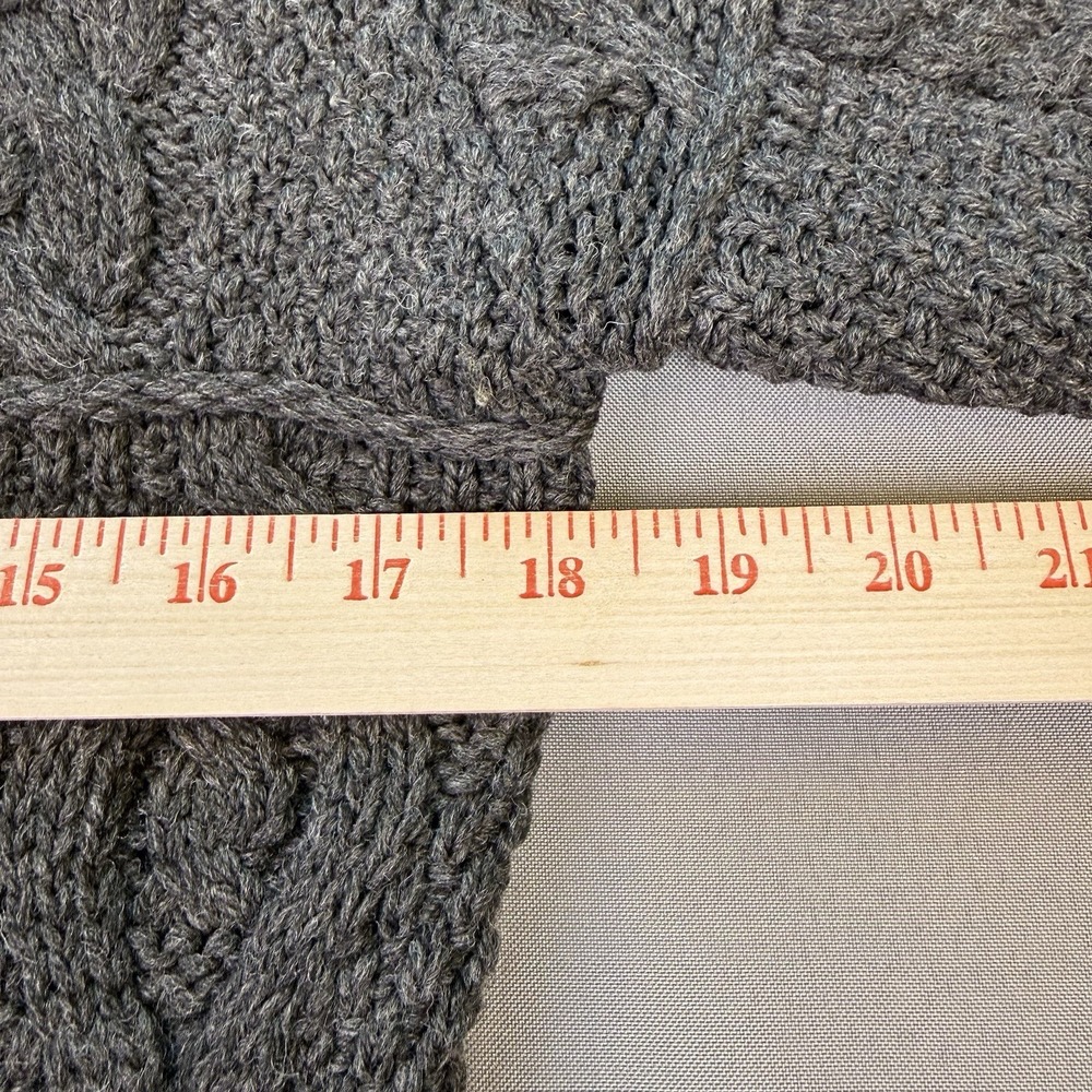 Aran Crafts Merino Wool Cable Knit Full Zip Cardigan Sweater Ireland Sz M Gray - Picture 8 of 11